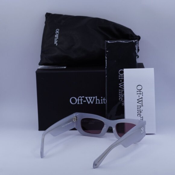 Off-White OERI147 BELLEVILLE 0928 Sunglasses Grey Cat Eye Frame, Burgundy Lenses - Picture 11 of 11